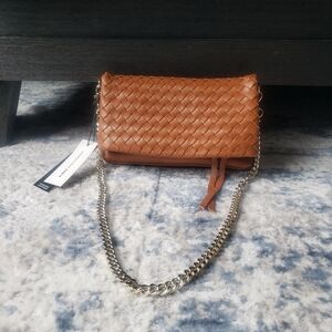 Aimee Kestenberg Bali Brown Woven Crossbody Purse Handbag Leather